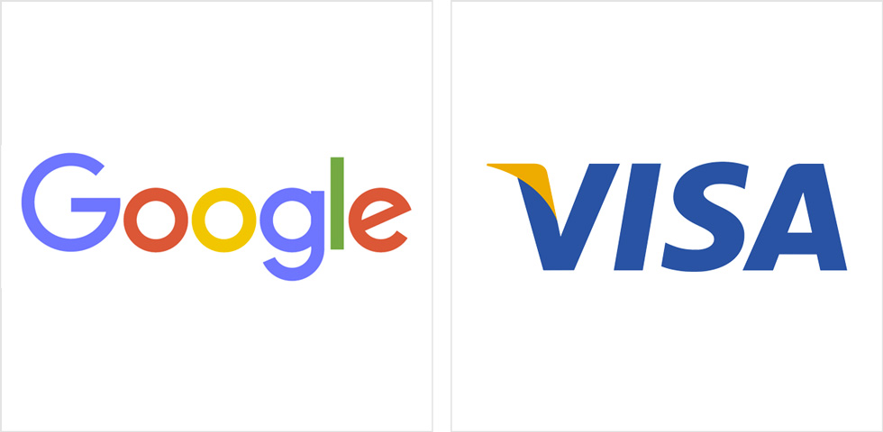 Google và Visa là hai ví dụ điển hình của logo theo phong cách wordmark
